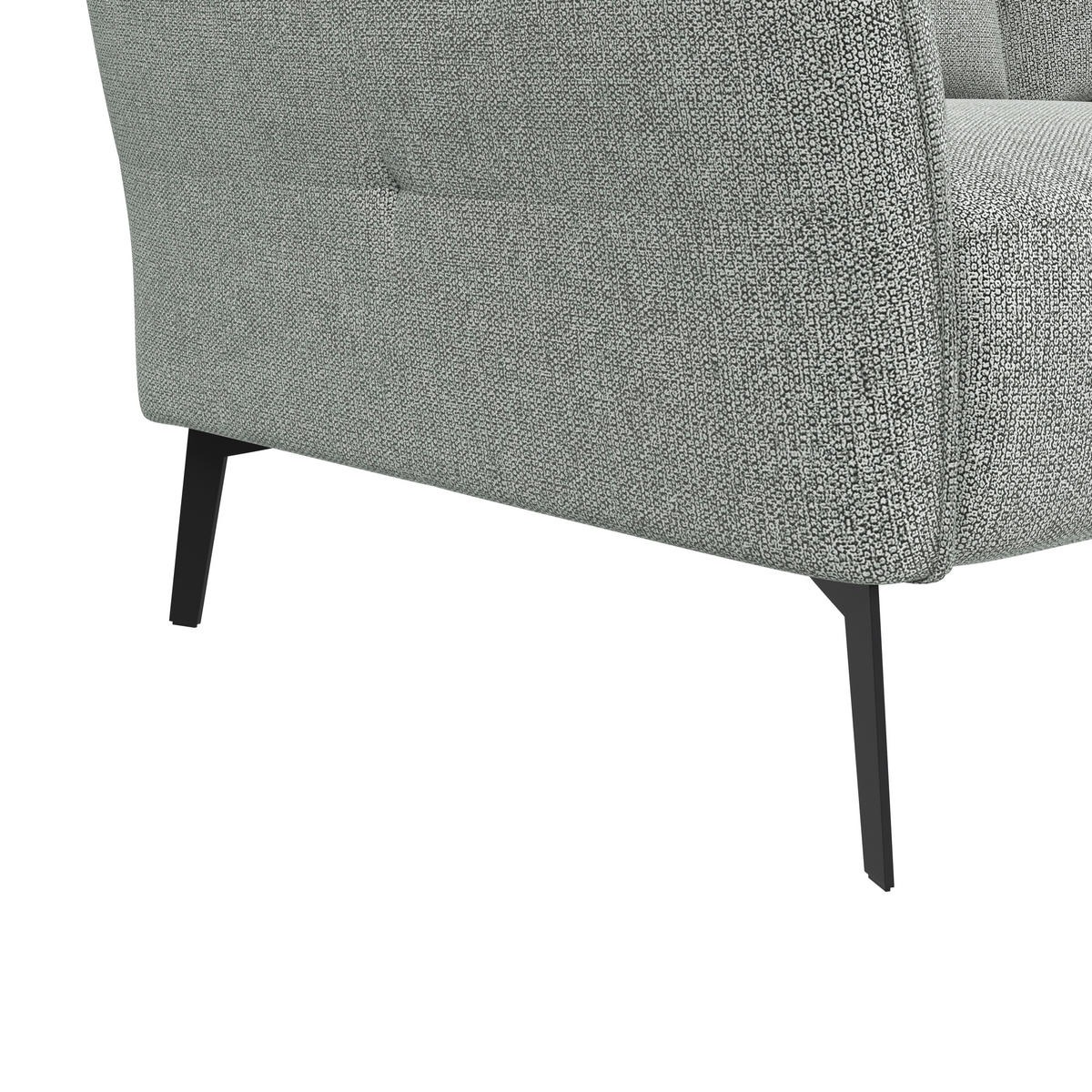 3-SITZER-SOFA Chenille Hellgrau  - Hellgrau/Schwarz, Konventionell, Textil/Metall (184/90/92cm) - Elegando