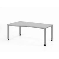 SCHREIBTISCH 180/100-80/68,5-81 cm Grau, Silberfarben mechanisch höhenverstellbar  - Silberfarben/Grau, Basics, Holzwerkstoff/Metall (180/100-80/68,5-81cm) - Venda