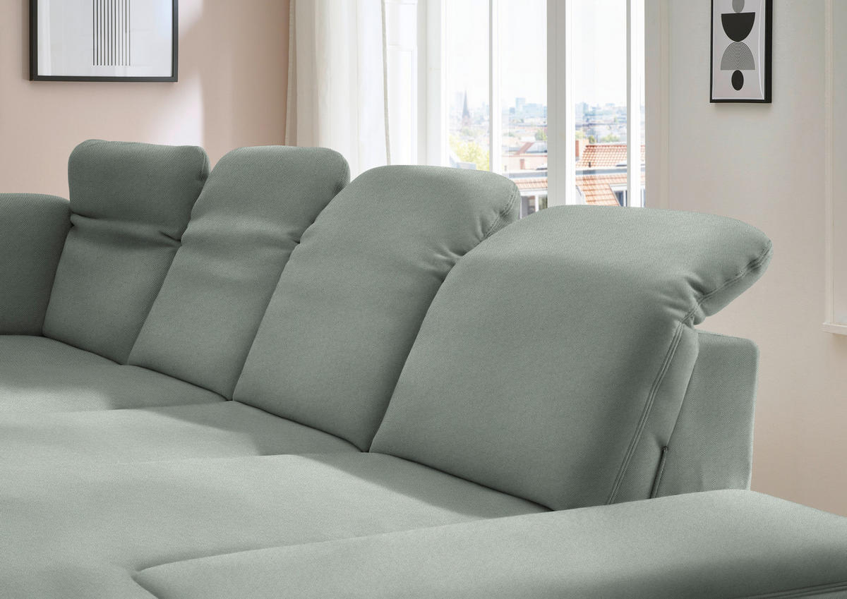 WOHNLANDSCHAFT Chenille Hellgrau  - Hellgrau/Schwarz, Design, Textil/Metall (255/364/198cm) - Beldomo Style