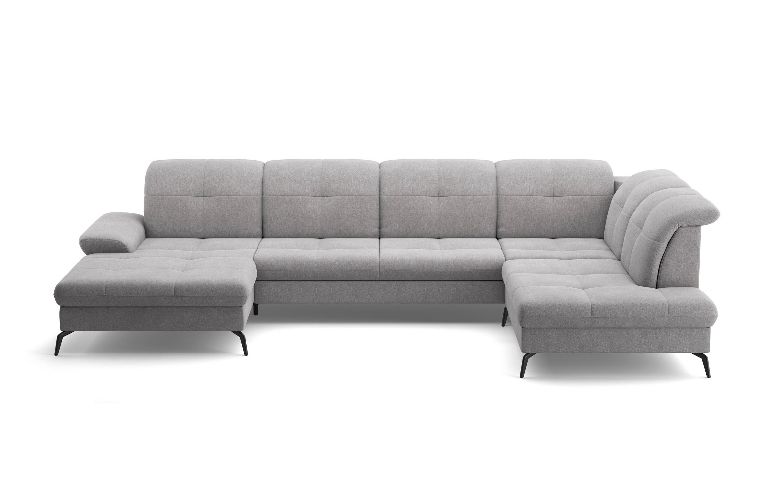 WOHNLANDSCHAFT in Flachgewebe Hellgrau  - Hellgrau/Schwarz, Konventionell, Textil/Metall (185/357/231cm) - Sit & More