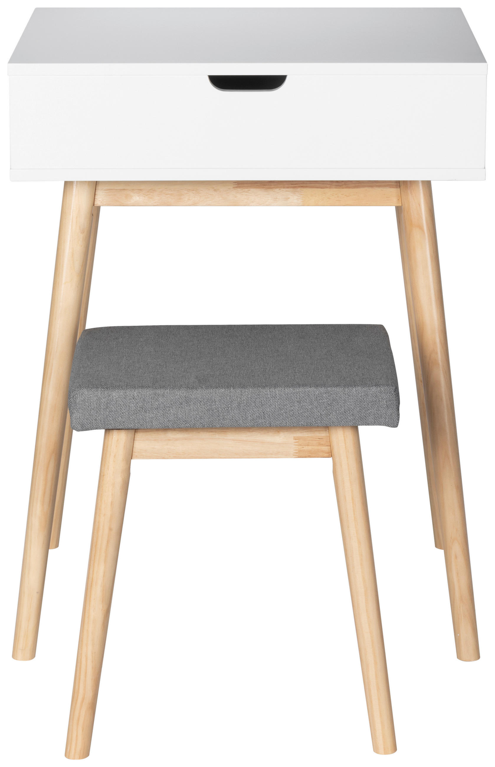 MĂSUȚĂ DE MACHIAJ in gri, culoare natur, alb pin  - alb/culoare natur, Design, sticlă/lemn (50/38,5/85/45,5/50/28,5cm) - MID.YOU