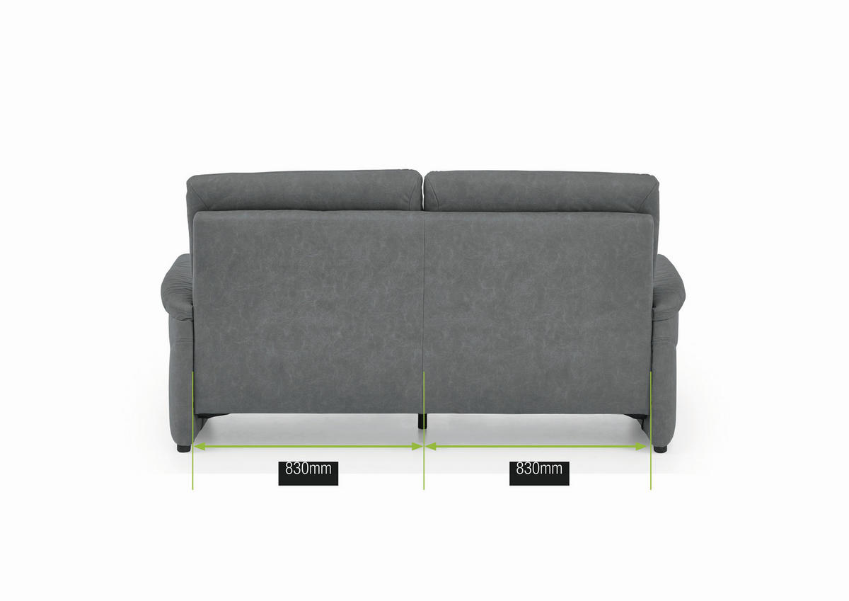 3,5-SITZER  in Mikrofaser Dunkelgrau Modern, Retro  - Dunkelgrau/Schwarz, KONVENTIONELL, Kunststoff/Textil (205/98/91cm) - Elegando