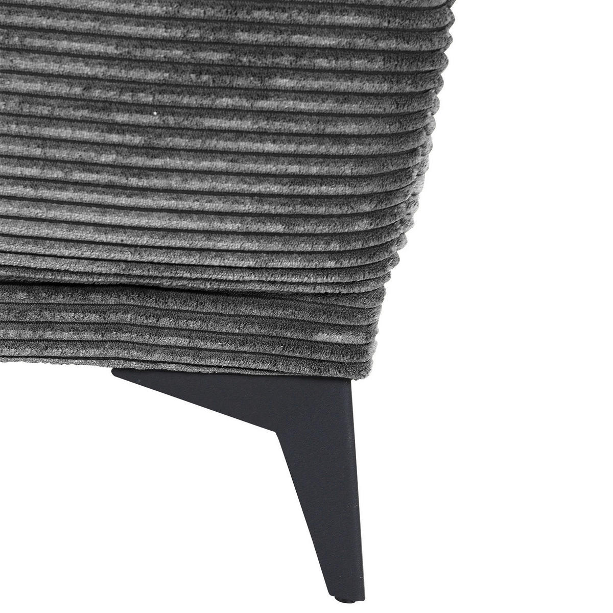 ECKSOFA in Cord Dunkelgrau  - Dunkelgrau/Schwarz, Konventionell, Textil/Metall (295/165cm) - Carryhome