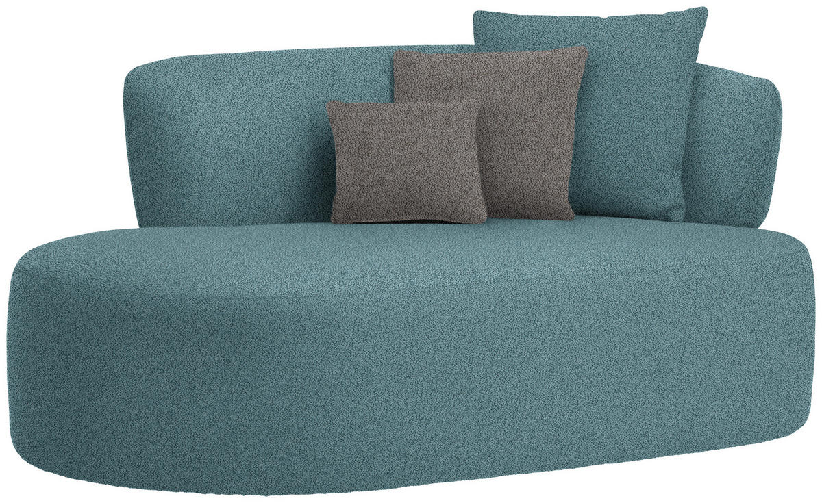 RÉCAMIERE  in Plüsch Graphitfarben, Petrol  - Petrol/Schwarz, MODERN, Kunststoff/Textil (166/86/105cm) - Hom`in