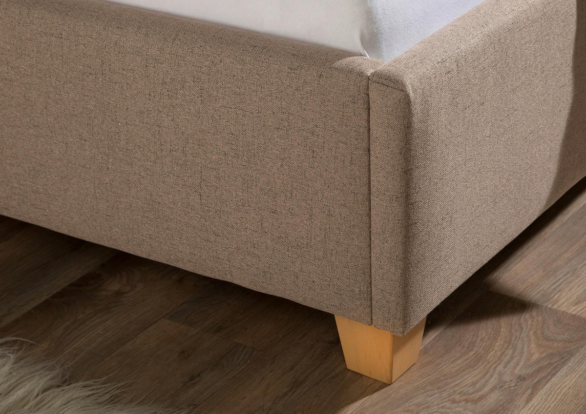 POLSTERBETT 140/200 cm,  in Hellbraun,  - Hellbraun/Naturfarben, MODERN, Holz/Textil (140/200cm) - Livetastic