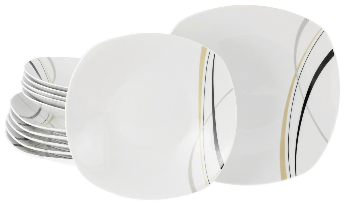 SERVIS Square 12 delar  - vit, Trend, keramik - Creatable