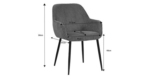 ARMLEHNSTUHL-SET 2 Stück  in Eisen Cord  - Dunkelgrau/Schwarz, Design, Textil/Metall (57,5/84/61cm) - Xora