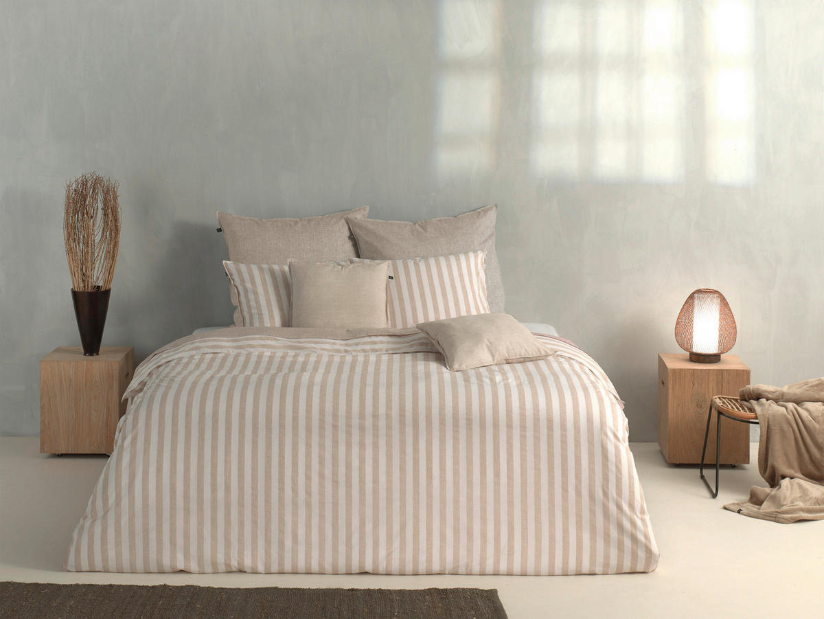BETTWÄSCHE 2-teilig Banda-di-Lino Renforcé 135/200 cm  - Beige, Basics, Textil (135/200cm)