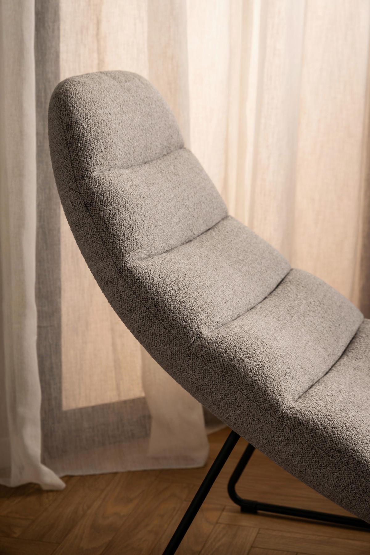 RELAXLIEGE Bouclé Beige  - Beige/Schwarz, KONVENTIONELL, Textil/Metall (63/86/156cm) - Carryhome