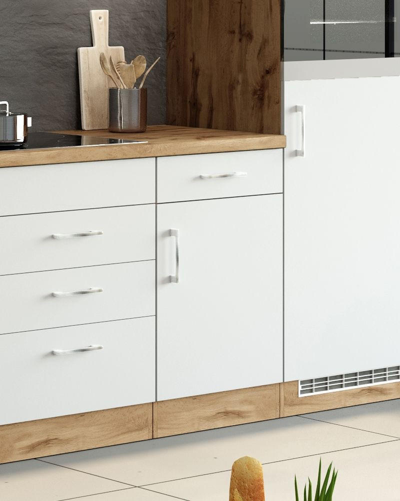 Thumbnail - Held Küchenunterschrank, Weiß, Eiche Wotan, Metall, 1 Fächer, 1 Schublade(n) Schubladen, einzeln stellbar, 50x85x60 cm, ...