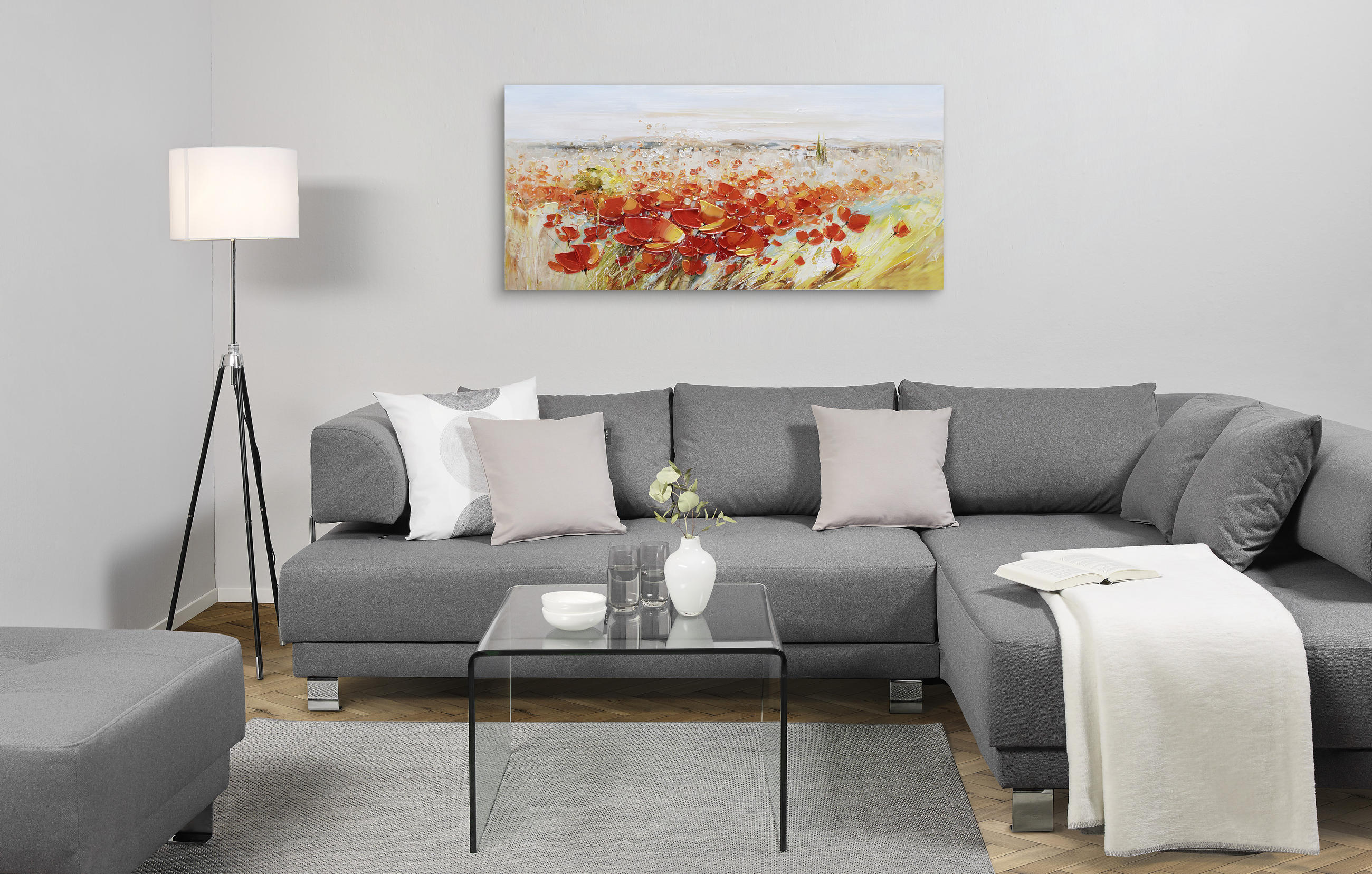 ÖLGEMÄLDE Blumen 150/70 cm  - Multicolor, LIFESTYLE, Holz/Textil (150/70cm) - Monee
