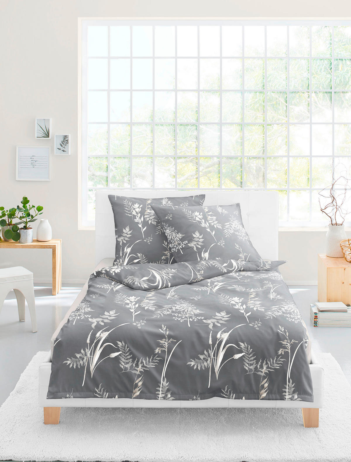 BETTWÄSCHE 2-teilig Makosatin 135/200 cm  - Anthrazit, Design, Textil (135/200cm) - Bierbaum