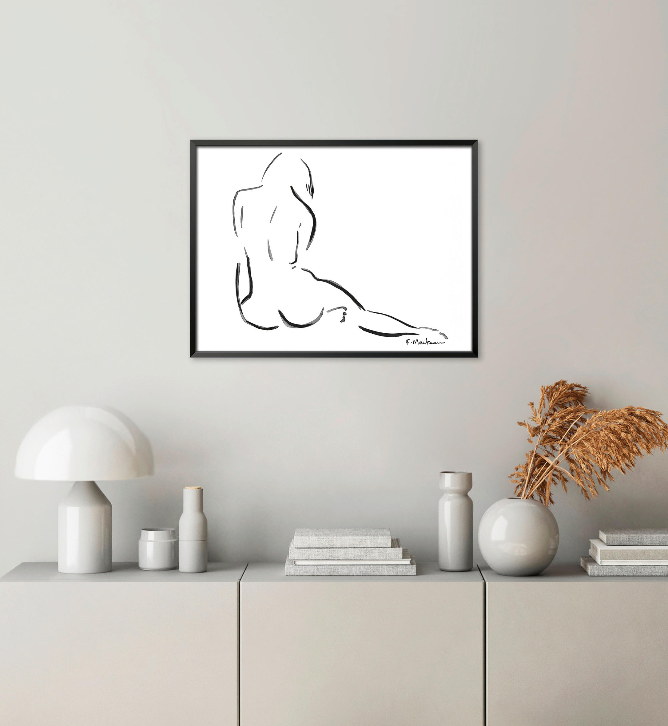 KUNSTDRUCK Frauen, Zeichnung 40/30 cm  - Schwarz/Weiß, Basics, Papier (40/30cm) - Monee
