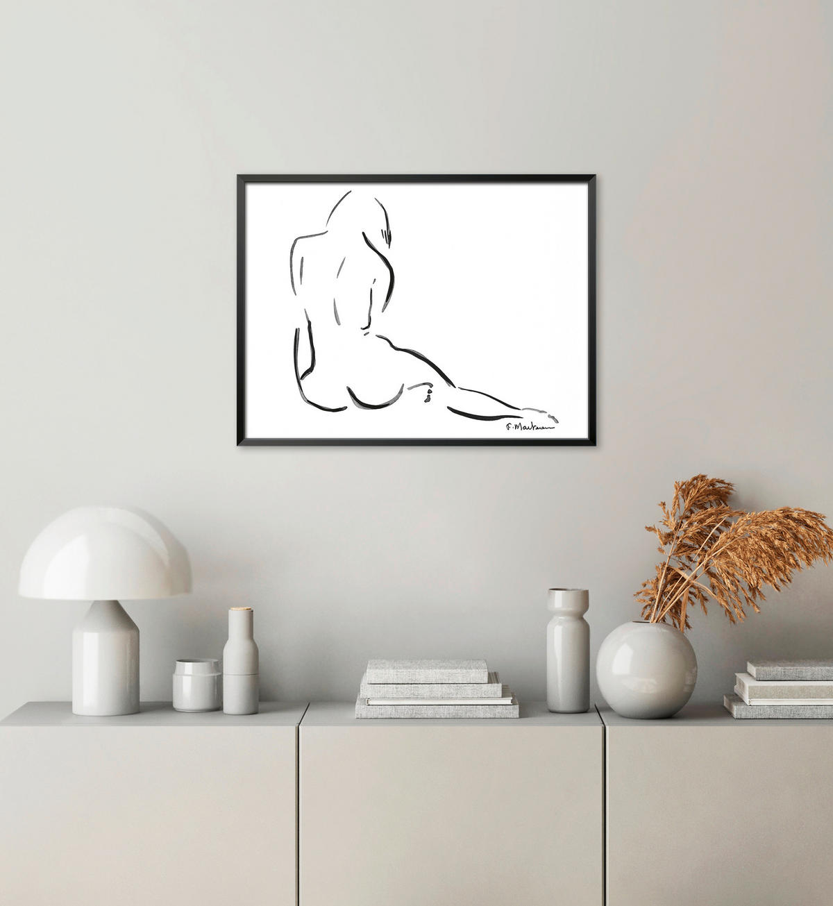 KUNSTDRUCK Frauen, Zeichnung 40/30 cm  - Schwarz/Weiß, Basics, Papier (40/30cm) - Monee
