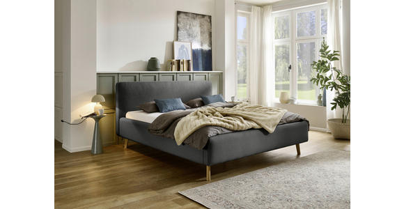 POLSTERBETT 160/200 cm  in Anthrazit  - Eichefarben/Anthrazit, Design, Holz/Textil (160/200cm) - Xora