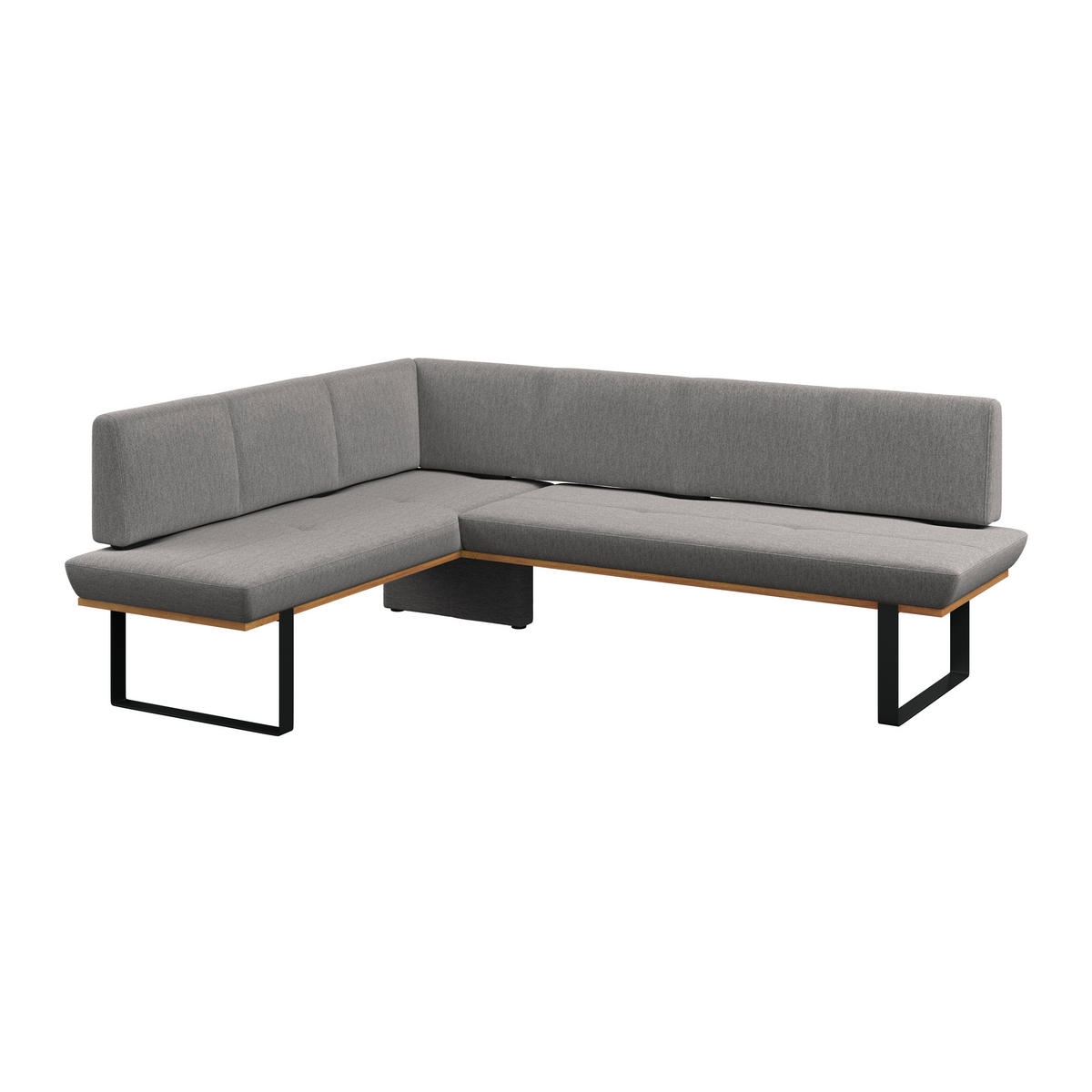 ECKBANK 175/225 cm Webstoff Grau Eiche vollmassiv   - Schwarz/Grau, MODERN, Holz/Textil (175/225cm) - Livetastic