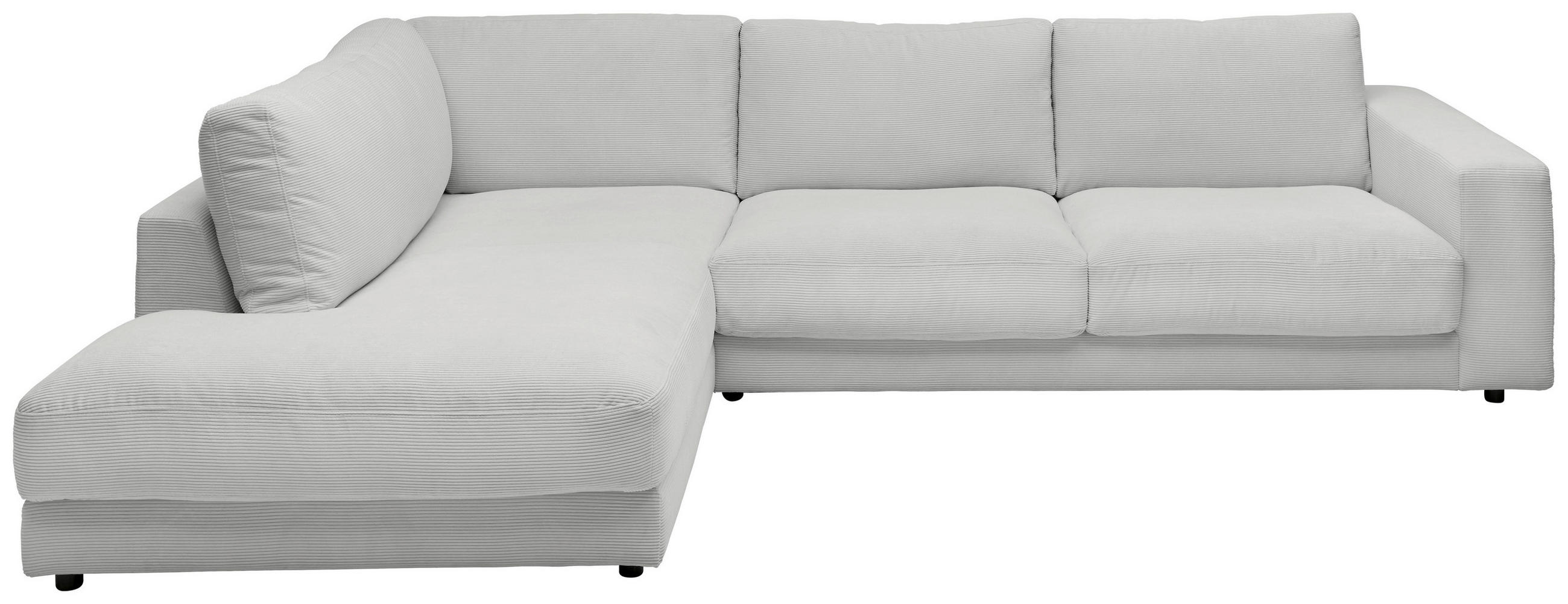 ECKSOFA Feincord Hellgrau  - Hellgrau/Schwarz, Design, Kunststoff/Textil (224/325cm) - Hom`in