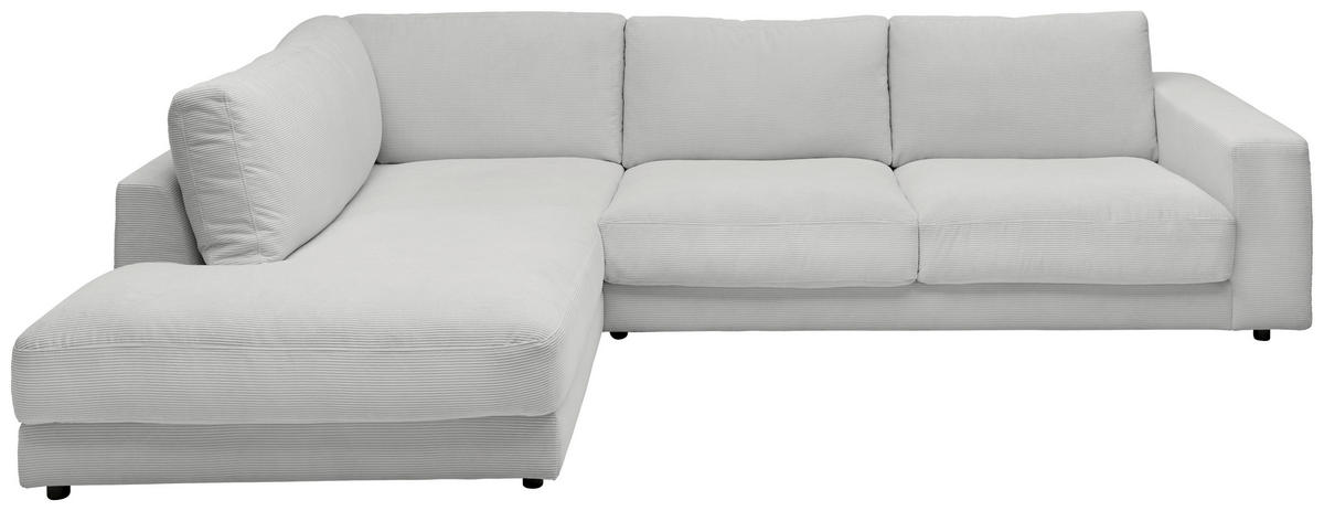 ECKSOFA Feincord Hellgrau  - Hellgrau/Schwarz, Design, Kunststoff/Textil (224/325cm) - Hom`in