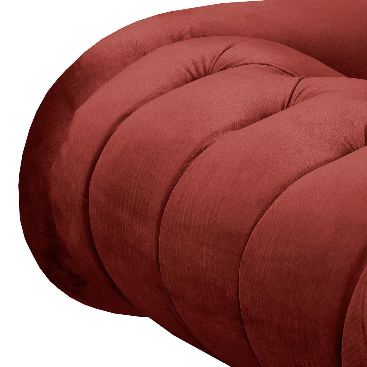 RÉCAMIERE Samt Bordeaux  - Bordeaux/Braun, Design, Holz/Textil (185/93/75cm) - Livetastic