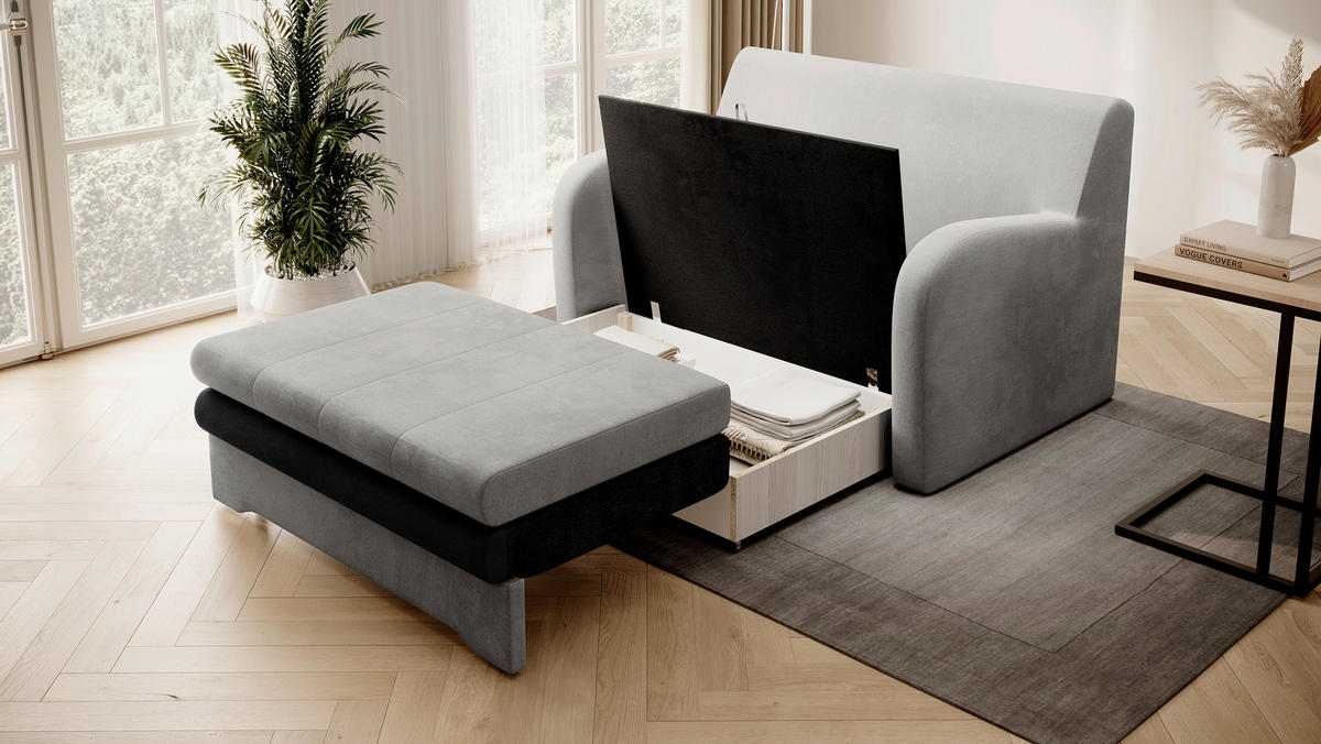 SCHLAFSOFA in Textil Anthrazit, Hellgrau  - Anthrazit/Hellgrau, Design, Kunststoff/Textil (244/97/97cm) - MID.YOU