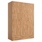 DREHTÜRENSCHRANK 3-türig Eiche massiv Eichefarben  - Eichefarben/Silberfarben, Natur, Holz/Holzwerkstoff (145/212/60cm) - Linea Natura