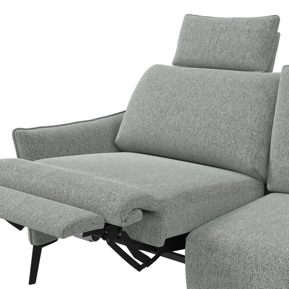 3-SITZER-SOFA Chenille Hellgrau  - Hellgrau/Schwarz, Konventionell, Textil/Metall (184/90/92cm) - Elegando