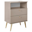 NACHTSCHRANK 50/70/34 cm  - Beige/Messingfarben, KONVENTIONELL, Holzwerkstoff/Metall (50/70/34cm) - Carryhome