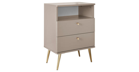 NACHTSCHRANK 50/70/34 cm  - Beige/Messingfarben, KONVENTIONELL, Holzwerkstoff/Metall (50/70/34cm) - Carryhome