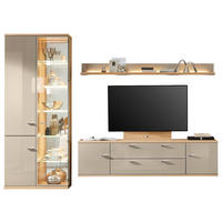 WOHNWAND  in Eichefarben, Sandfarben, Platinfarben  300/218,3/48,7 cm  - Sandfarben/Platinfarben, Design, Glas/Holz (300/218,3/48,7cm) - Invivus