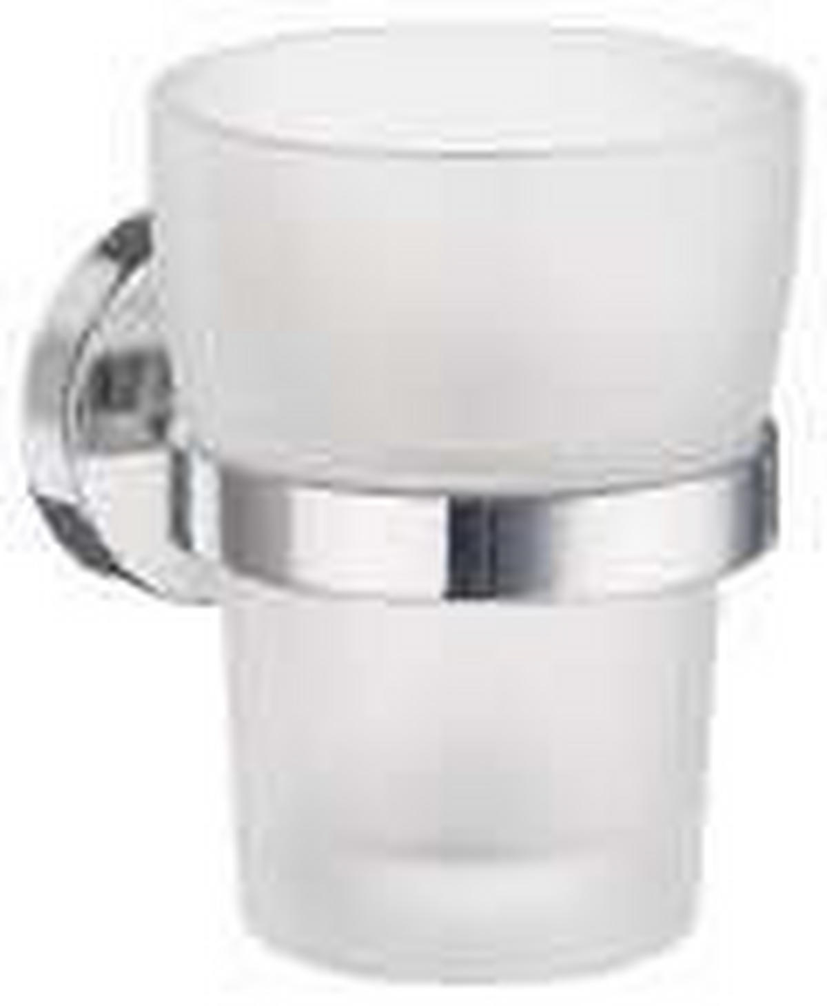 ZAHNPUTZBECHER Metall, Glas  - Chromfarben/Weiss, Basics, Glas/Metall (7,5/9,8/9,3cm)