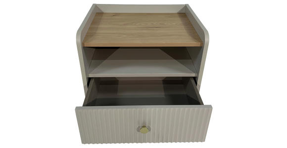 NACHTKÄSTCHEN in Eichefarben, Hellgrau  - Eichefarben/Goldfarben, Design, Holzwerkstoff/Metall (50/54/40cm) - Xora