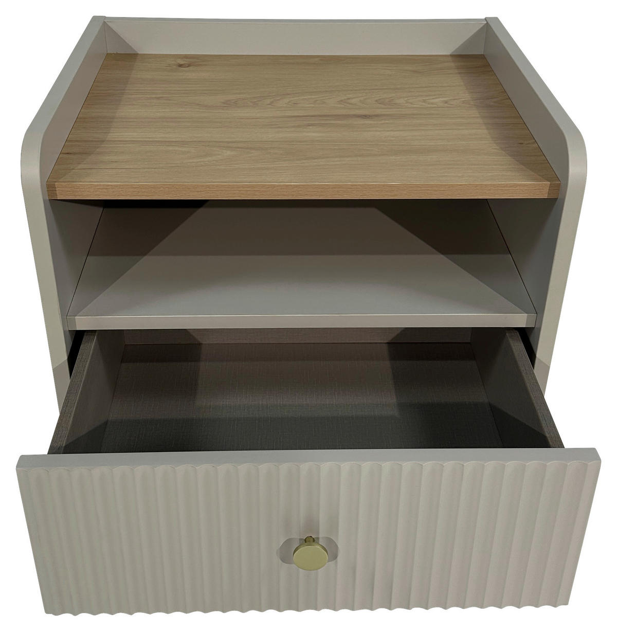 SÄNGBORD i ekfärgad, ljusgrå  - ljusgrå/guldfärgad, Design, metall/trämaterial (50/54/40cm) - Xora