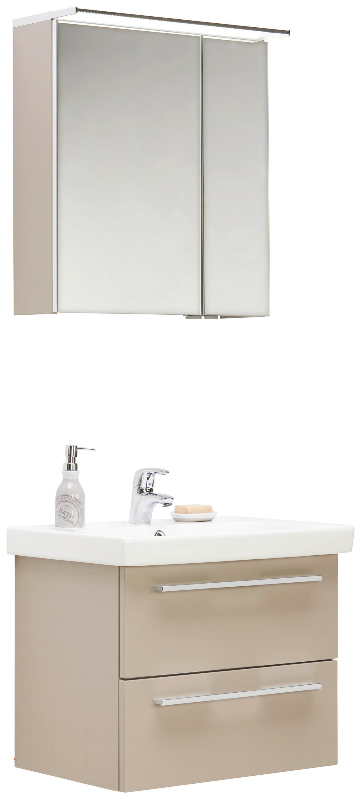 BADEZIMMER  in 65 cm  - Weiß/Grau, Design, Glas/Holzwerkstoff (65cm) - Novel