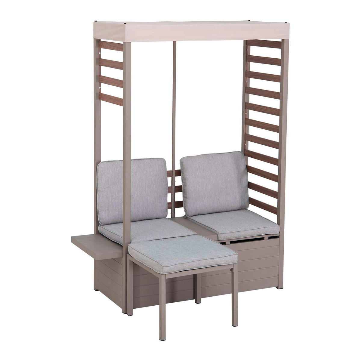 LOUNGEGARNITUR   146/191/56,5 cm Stahl  - Beige/Grau, Basics, Textil/Metall (146/191/56,5cm) - Modante