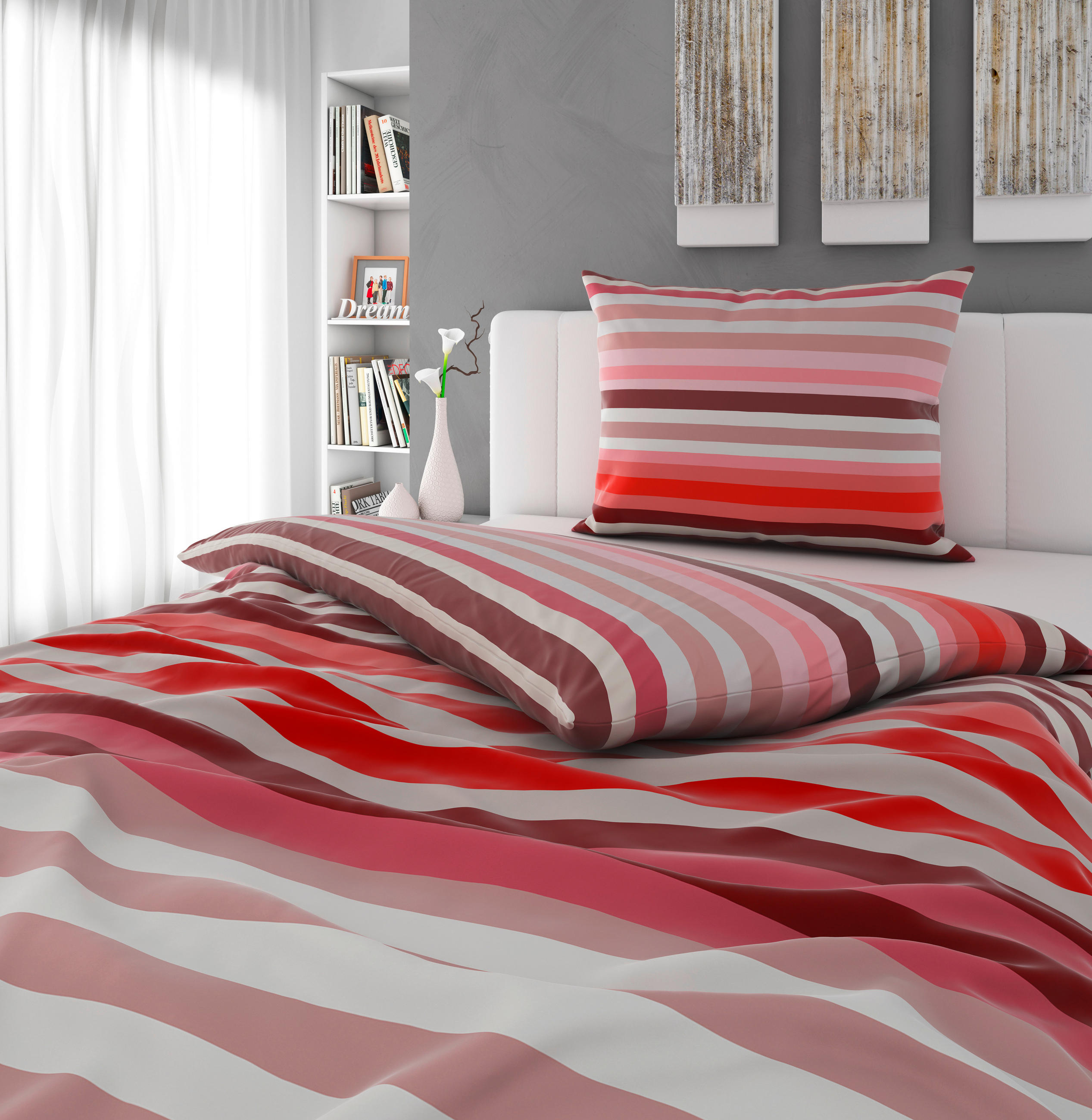 POSTELJINA ARAI 140/200 cm saten crvena - crvena, Osnovno, tekstil (140/200cm) - Novel