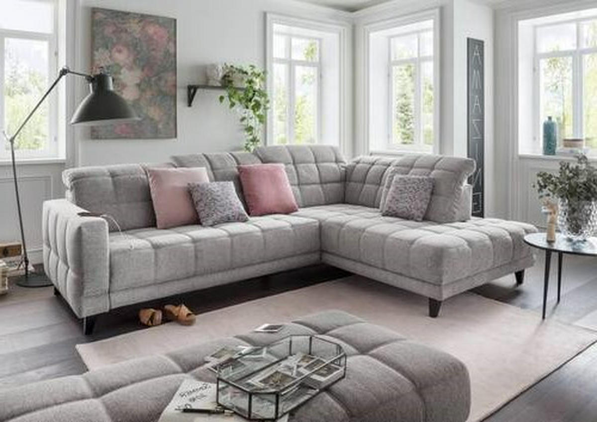 ECKSOFA Grau Webstoff  - Schwarz/Grau, Design, Holz/Textil (302/216cm) - Xora