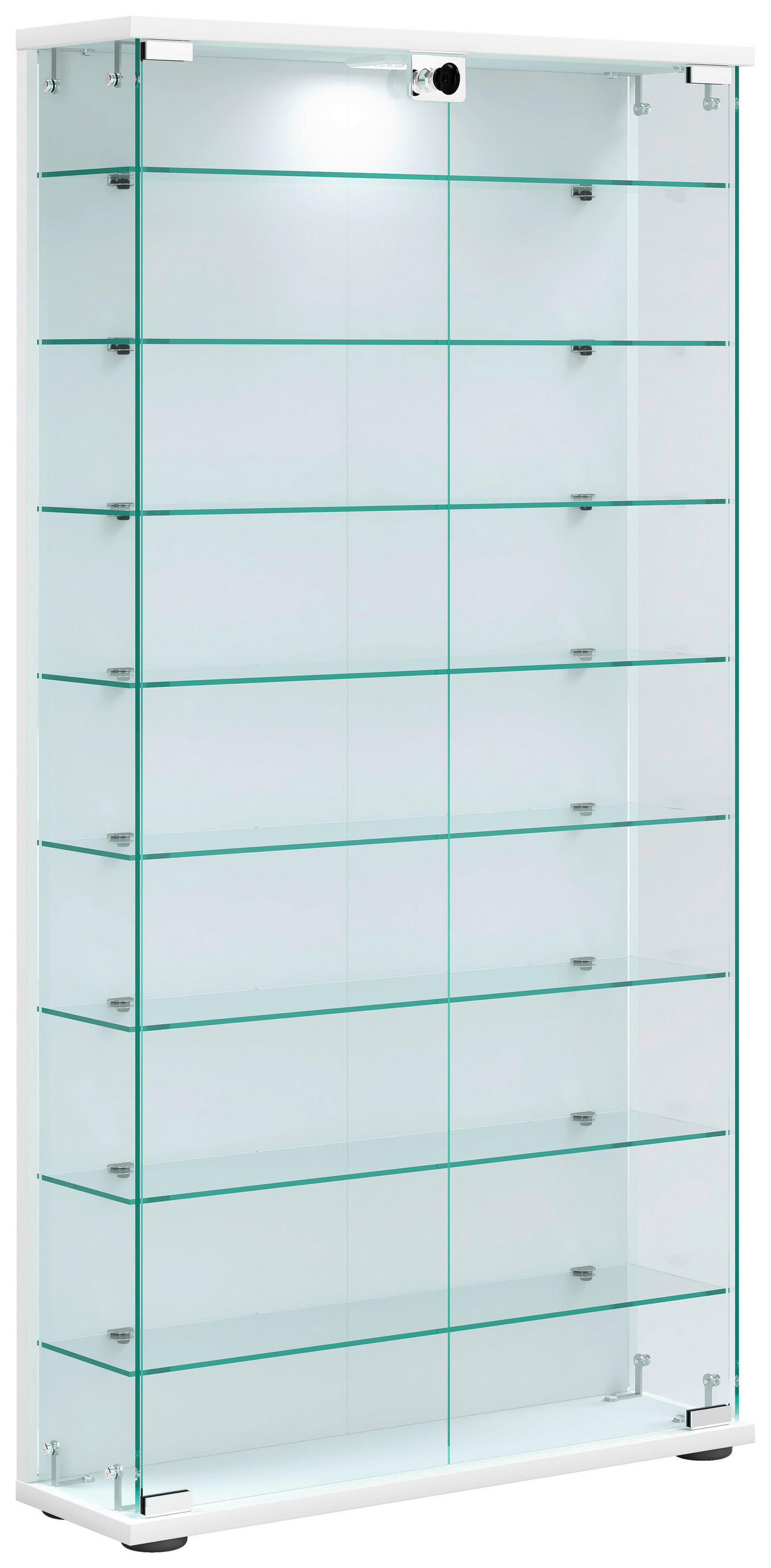 VITRINSKÅP  i vit  - vit/svart, Design, trämaterial/glas (59/114/17cm) - MID.YOU