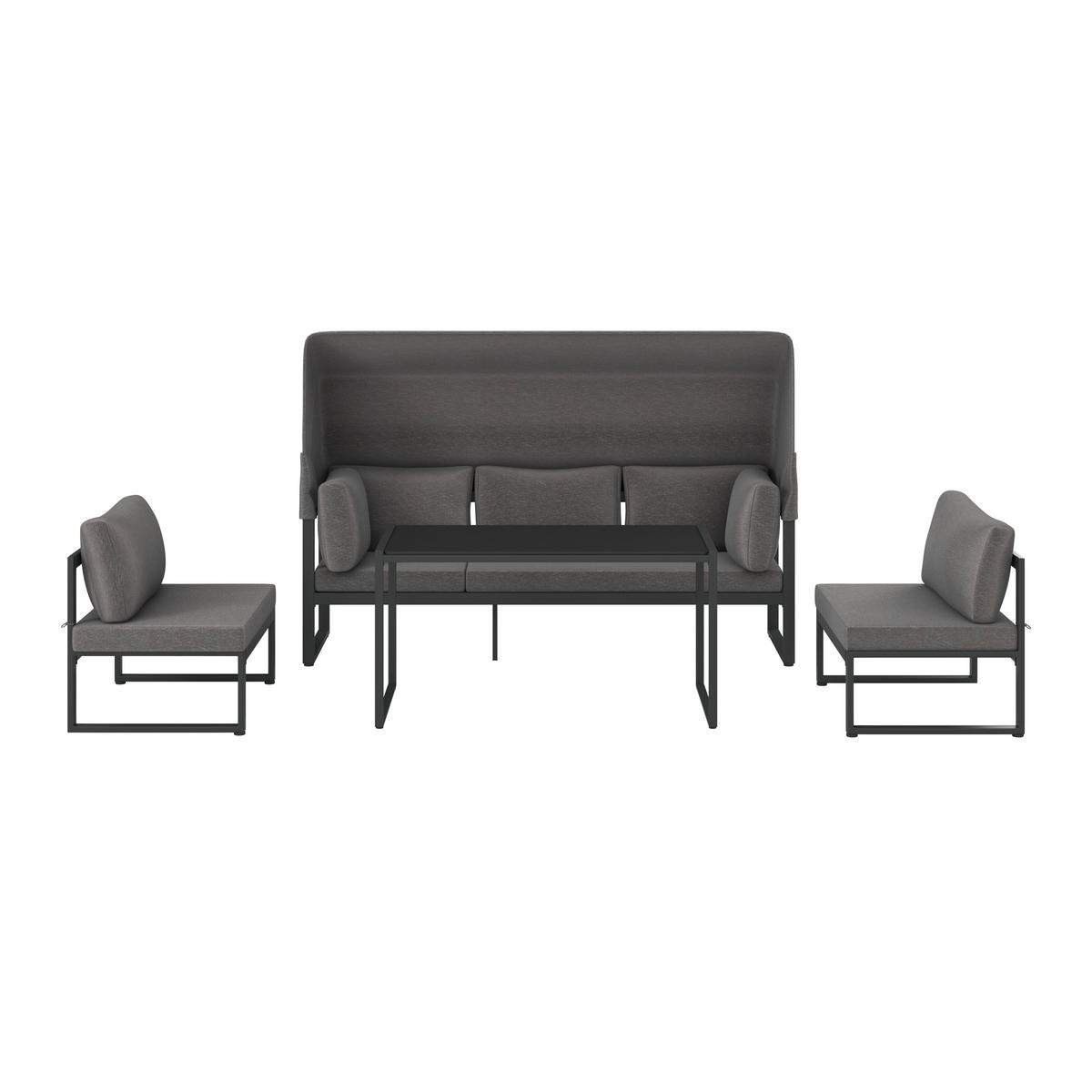 JEDÁLENSKÁ TERASOVÁ SÚPRAVA 4-dielne, kov, sklo, textil - sivá/antracitová, Modern, kov/textil (213/67/70cm) - Ambia Garden