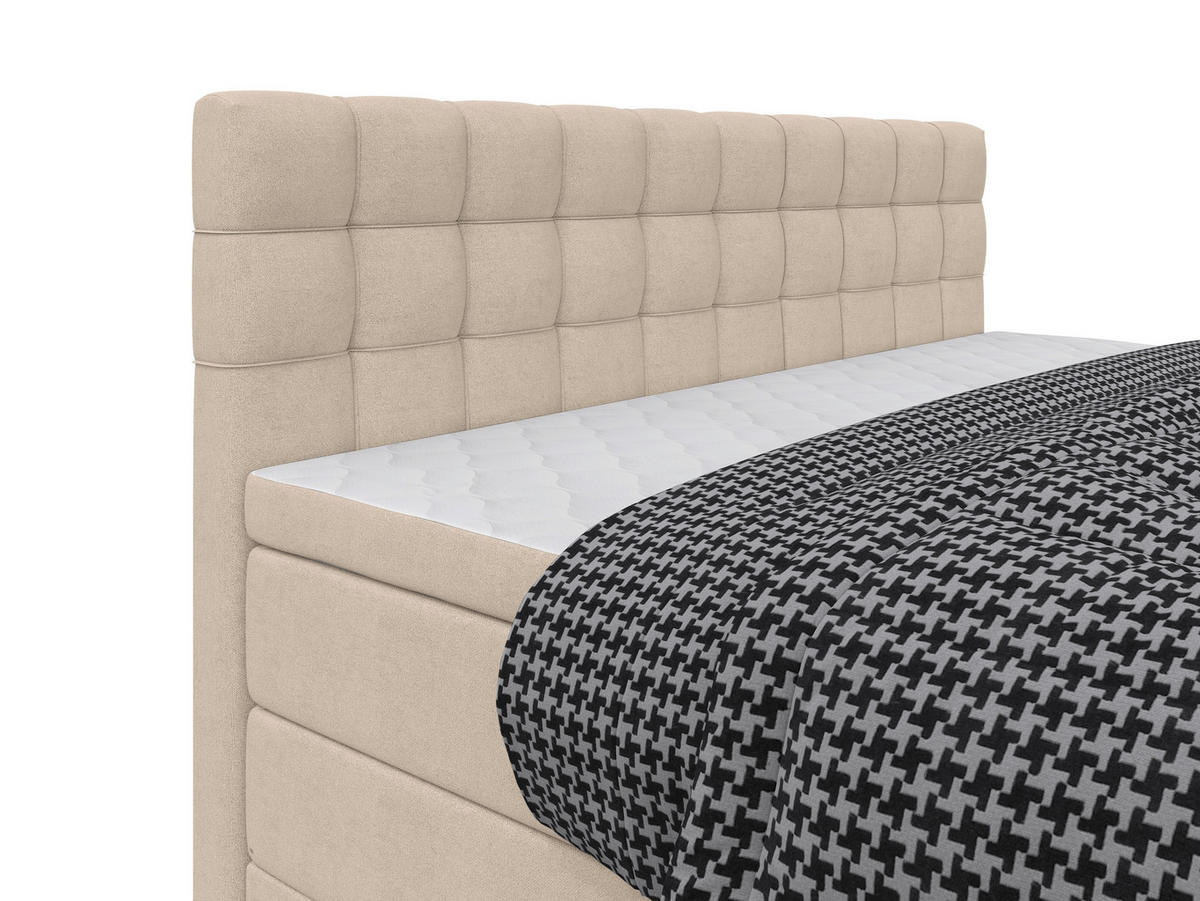 BOXSPRINGBETT 160/200 cm,  in Beige, Bettkasten, Topper, Matratzen, H3 = fest  - Beige/Schwarz, KONVENTIONELL, Kunststoff/Textil (160/200cm) - Boxxx