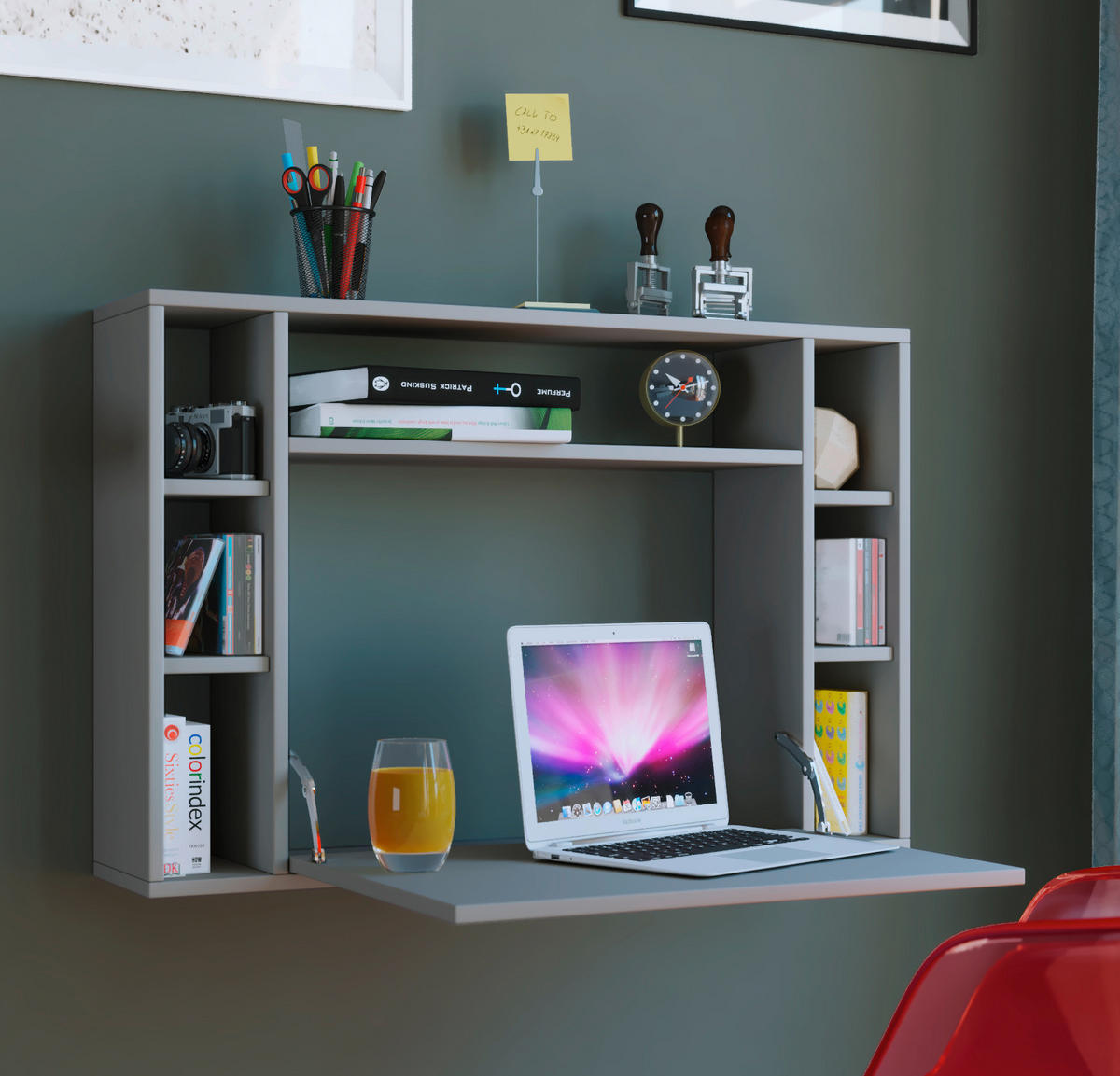 LAPTOPTISCH 90/20/60 cm klappbar, Regal, Wandmontage  - Grau, KONVENTIONELL, Holzwerkstoff (90/20/60cm) - MID.YOU