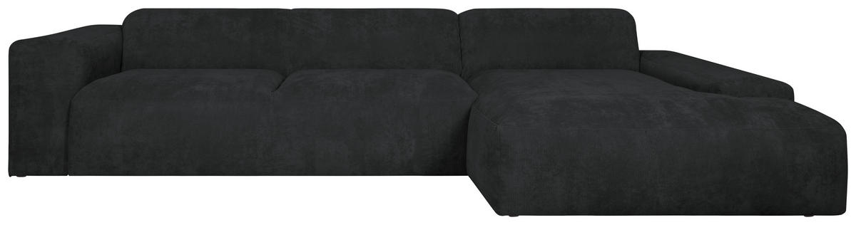 ECKSOFA in Cord Schwarz  - Schwarz, Design, Kunststoff/Textil (343/170cm) - MID.YOU
