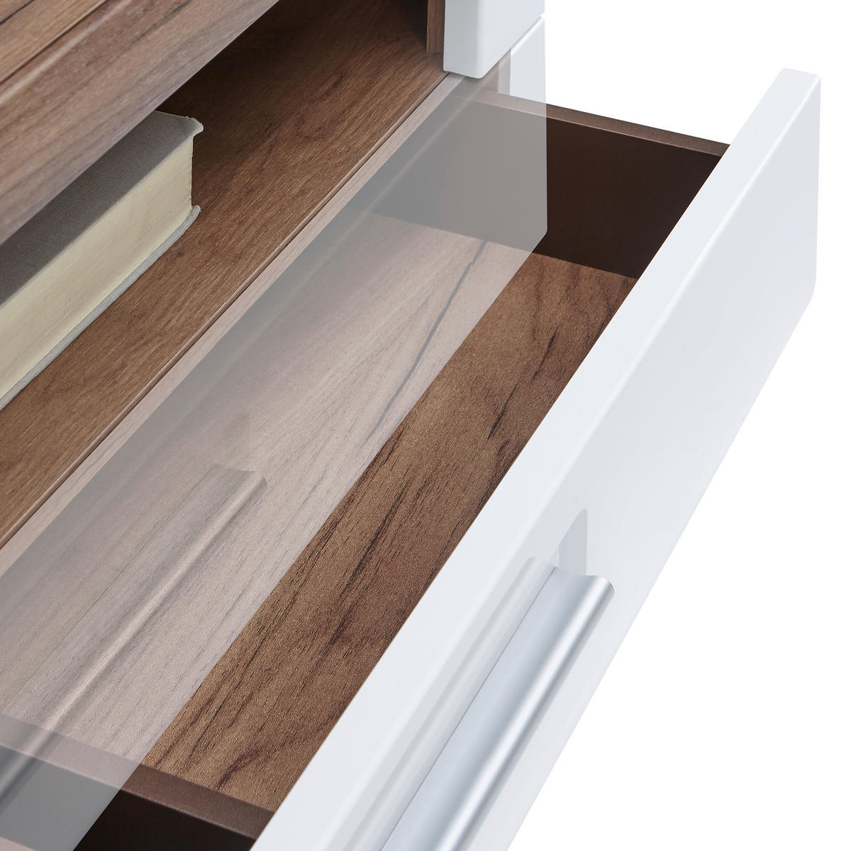 VITRINA, barve hrasta, bela - barve kroma/barve hrasta, Design, umetna masa/steklo (95/155,9/37,1cm) - Xora