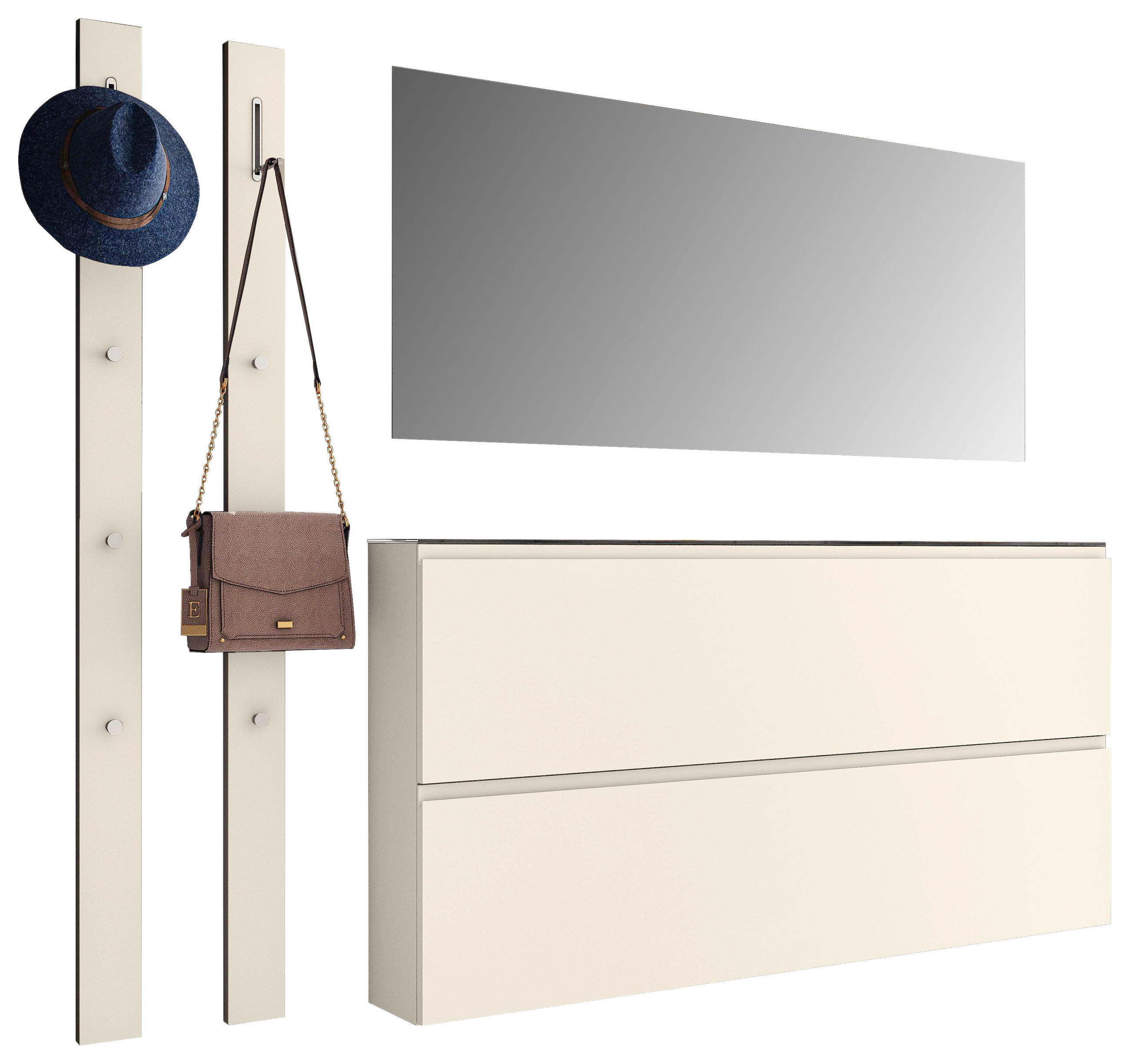 GARDEROBE 4-teilig  in 170/185/33 cm  - Sandfarben, Design, Glas/Holzwerkstoff (170/185/33cm) - Moderano