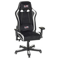 GAMER SZÉK  bőrhatású textil, mikroszál fekete, fehér  - fekete/fehér, Design, műanyag/textil (72/128-138/72cm) - Xora