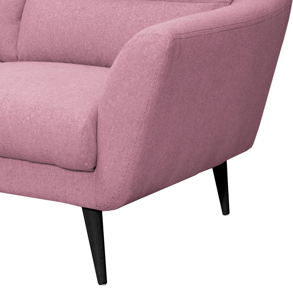 2,5-SITZER Webstoff Rosa  - Schwarz/Rosa, Design, Holz/Textil (187/87/88cm) - Livetastic