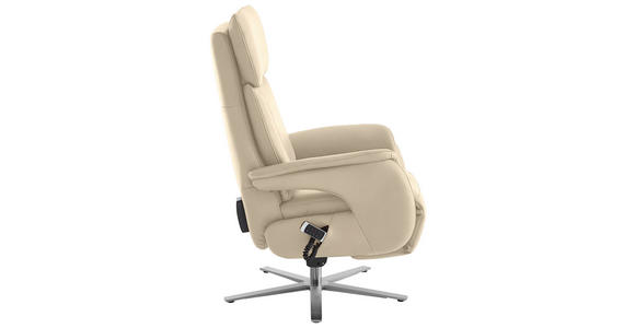 RELAXSESSEL in Leder Ecru - Ecru/Edelstahlfarben, Design, Leder/Metall (70/124/85cm) - Cantus