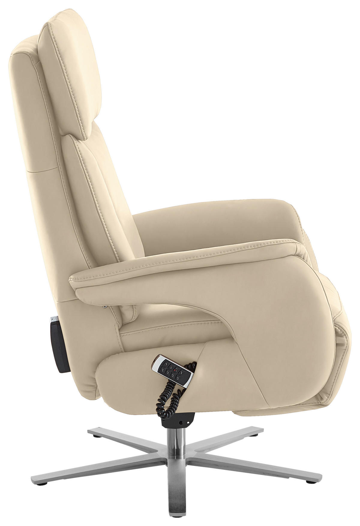 RELAXSESSEL in Leder Ecru  - Ecru/Edelstahlfarben, Design, Leder/Metall (70/124/85cm) - Cantus