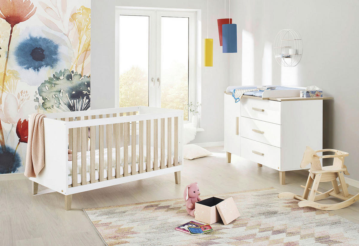 WICKELKOMMODE PINOLINO LUMI 136/101/77 cm  - Eichefarben/Weiß, Design, Holz/Holzwerkstoff (136/101/77cm) - Pinolino