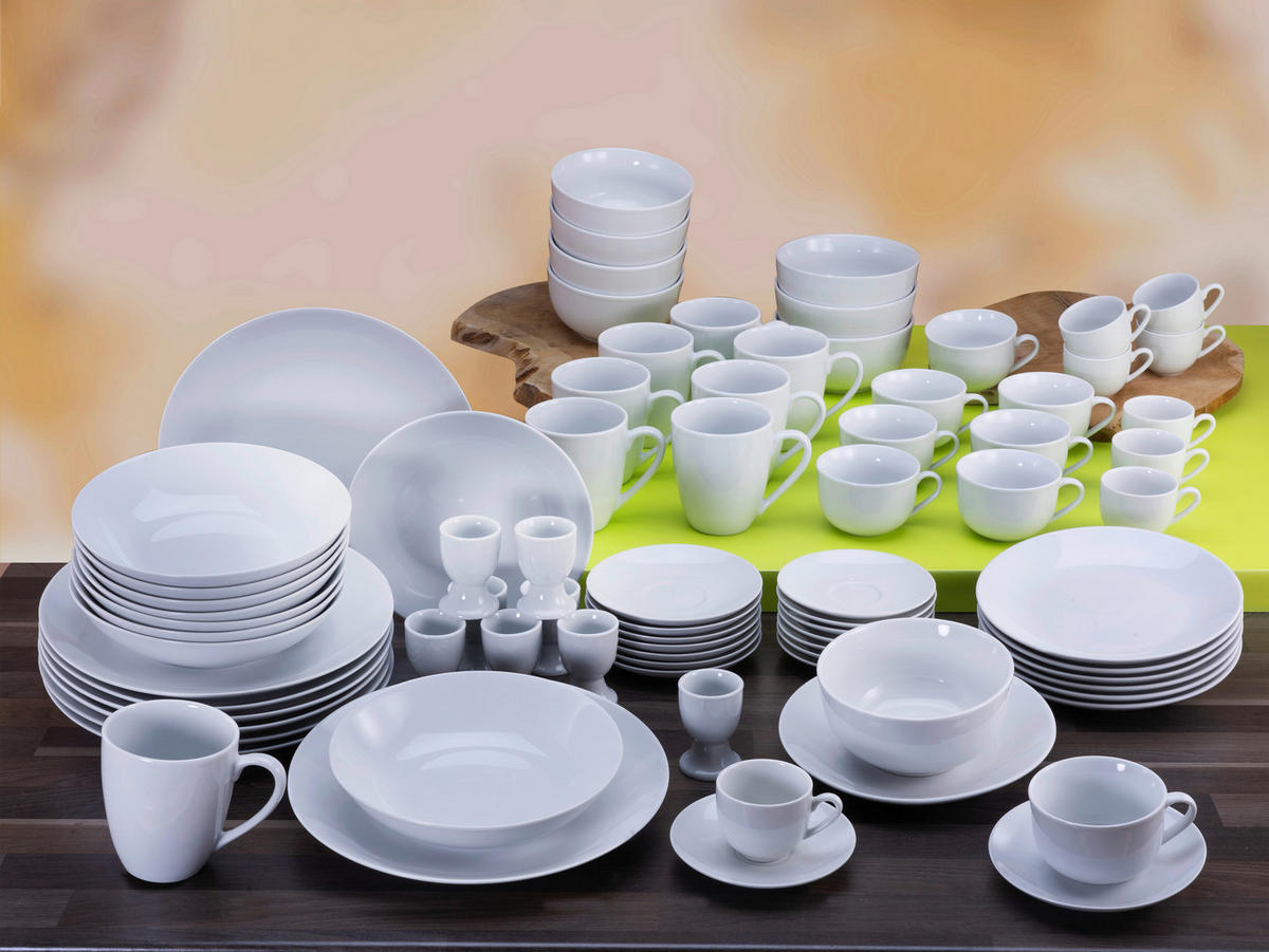 KOMBINOVANÝ SERVIS, 80-dielne, porcelán - biela, Basics, keramika (57/48/35cm)