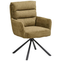 ARMLEHNSTUHL  Sitzfläche 180° drehbar Webstoff  - Schwarz/Grün, Modern, Textil/Metall (57/95/65cm) - MID.YOU